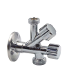 Кран подвійний кутовий для сантехприладів Albertoni 1/2x1/2x3/4 (D902694)