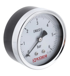 Манометр аксіальний KOER KM.611A 63мм (0-6 bar) 1/4''-1/2'' (KR2901)