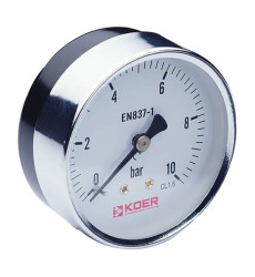 Манометр аксіальний (KOER KM.611A) (0-10 bar), D 63мм, 1/4''-1/2'' (KR0212)