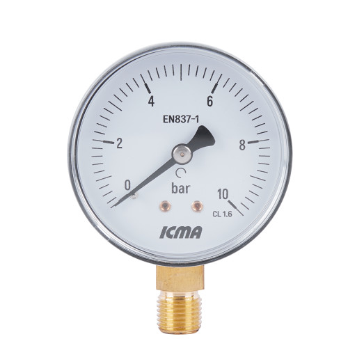 Манометр Icma 1/4" 0-10 бар нижнее подключение №244 (91244AB10)