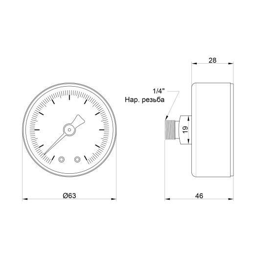 Манометр Icma 1/4" 0-10 бар заднее подключение №243 (91243AB10)