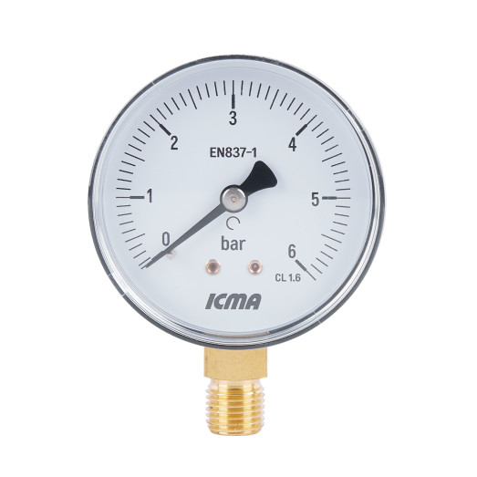 Манометр Icma 1/4" 0-6 бар нижнее подключение №244 (91244AB06)