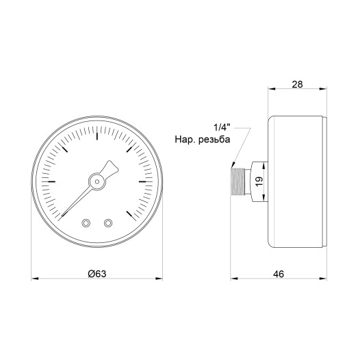 Манометр Icma 1/4" 0-6 бар заднее подключение №243 (91243AB06)