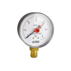 Манометр Icma 1/4" 0-6 бар нижнее 63 мм подключение № 257 (91257AB06)