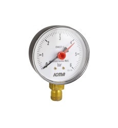 Манометр Icma 1/4" 0-6 бар нижнее 63 мм подключение № 257 (91257AB06)