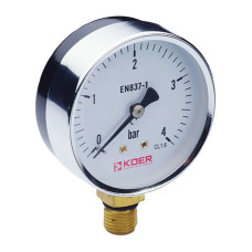 Манометр радиальный (KOER KM.610R) (0-4 bar), D 63мм, 1/4''-1/2'' (KR0203)