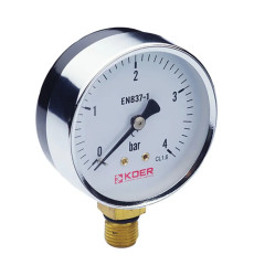 Манометр радиальный (KOER KM.610R) (0-4 bar), D 63мм, 1/4''-1/2'' (KR0203)