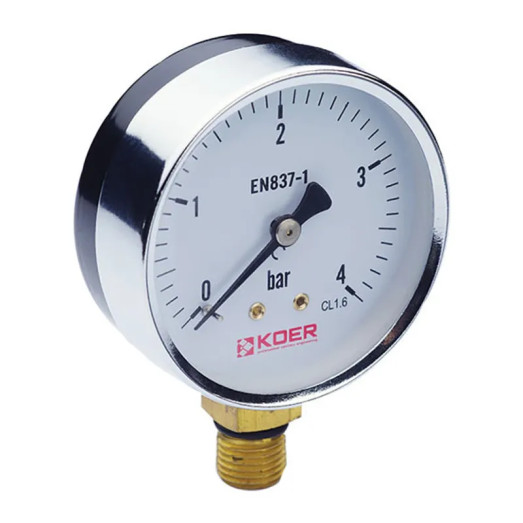 Манометр радиальный (KOER KM.610R) (0-4 bar), D 63мм, 1/4''-1/2'' (KR0203)