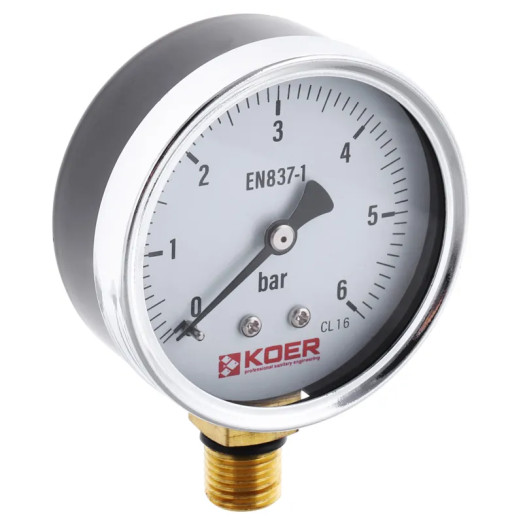 Манометр радиальный KOER KM.610R D=63мм (0-6 bar) 1/4'' (KR0204)