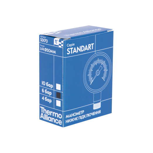 Манометр Thermo Alliance Standart 50 мм 1/4" нижнее подключение (SD1706B)