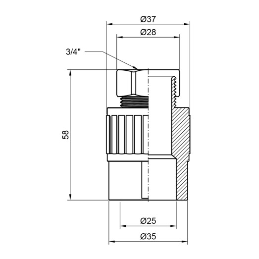 Муфта PPR Alfa Plast с накидной гайкой 25х3/4" ВР (APTUWC2534X)