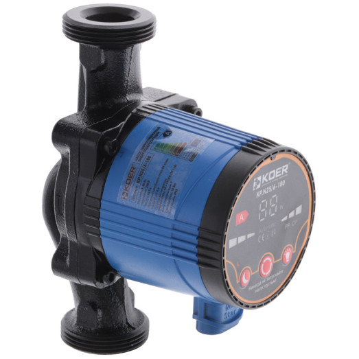 Насос циркуляційний енергозберігаючий KOER KP.N25/6-180 Н=6М, Q=3,3кбМ, P=8-43Вт (з кабелем і гайками)