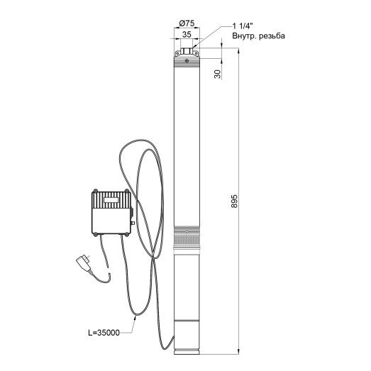 Насос погружной центробежный Thermo Alliance 3SSM2-15 0,37 кВт с пультом (TA3SSMP215037)