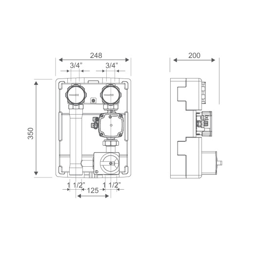 Насосна група Icma 1 1/2" підключення справа, без насоса №R001 (93R001AED53)