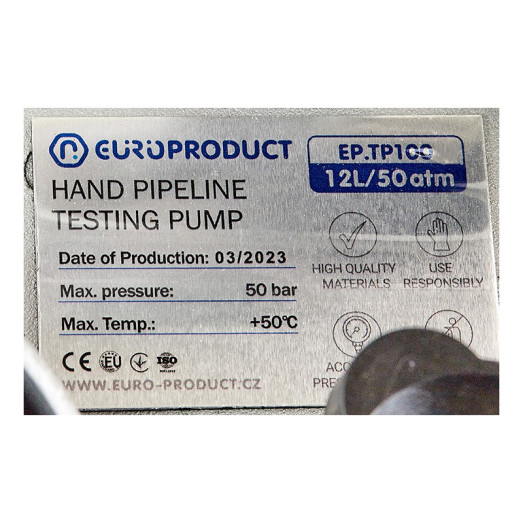 Опрессовщик гидравлический ручной для PPR труб 12л, 50АТМ EUROPRODUCT EP.TP100 (EP6097)