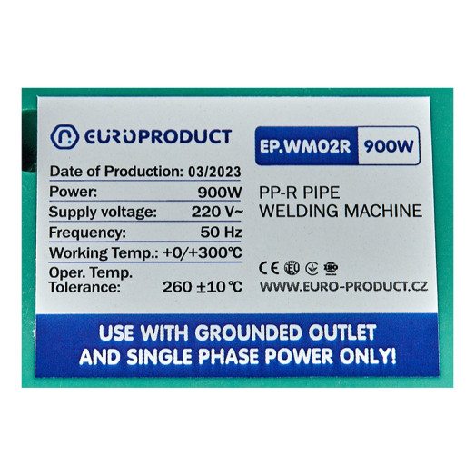 Паяльник для PPR труб, насадки круглые, 900W 16/32mm EUROPRODUCT EP.WM02R