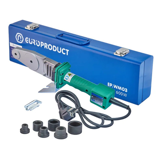 Паяльник для PPR труб, насадки плоские, 600W 20/32mm EUROPRODUCT EP.WM03 (EP6093)