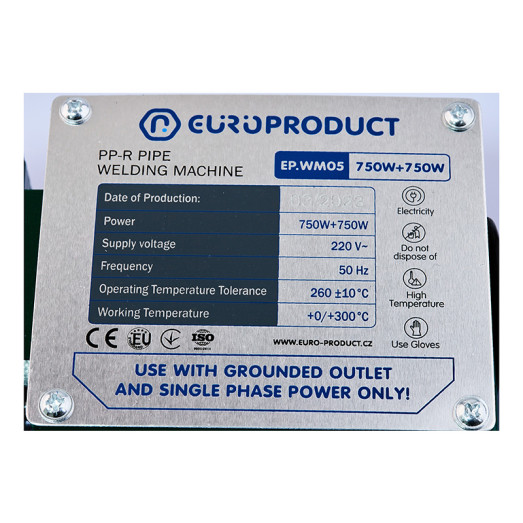 Паяльник Europroduct EP.WM05 для PPR труб (плоские насадки) 20/40mm (EP6095)