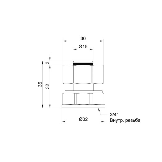 Переходник обжимной SD Plus 20х3/4" ВР SD153W2020