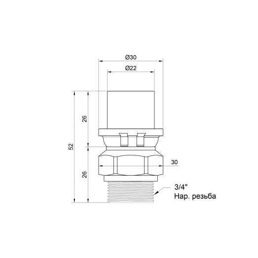 Переходник пресс Icma 20х3/4" ЗР №402 (81402AEBQ06)