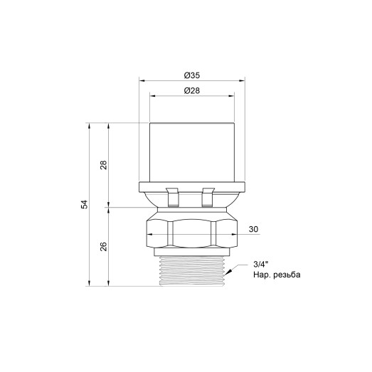 Перехідник прес Icma 26х3/4" ЗР №402 (81402AEGP06)