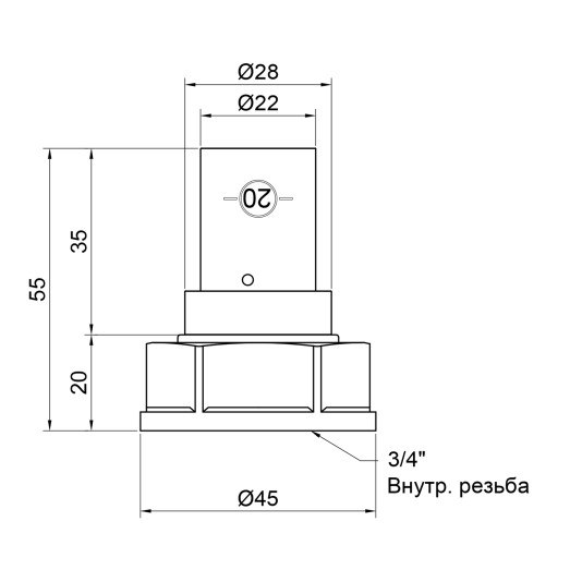 Перехідник прес SharkBite 20х3/4" ВР (SNP012034FB)