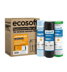 Покращений комплект картриджів Ecosoft 1-2-3 для фільтрів зворотного осмосу з функцією економії води (CHV3ECOAGR)