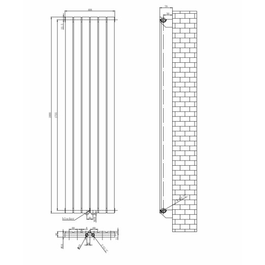 Радіатор трубчастий ARTTIDESIGN Livorno 6/1800/408 вертикальний чорний матовий (LV 6.180.40.B)