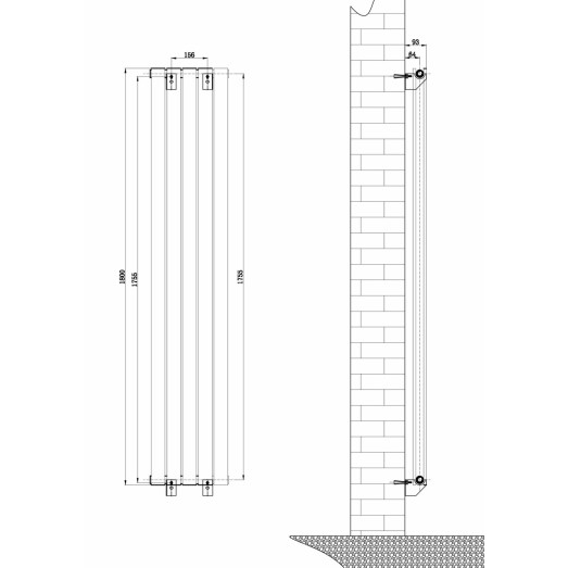 Радіатор трубчастий ARTTIDESIGN Livorno II 5/1800/340 вертикальний білий (LV II.5.180.34.W)