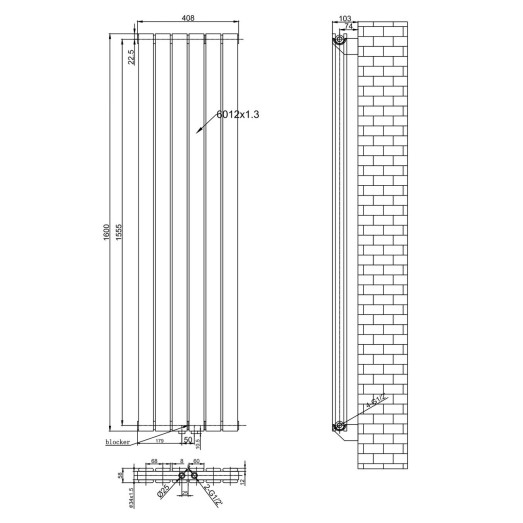 Радіатор трубчастий ARTTIDESIGN Livorno II 6/1600/408/50 вертикальний чорний (LV II.6.160.40.5.B)
