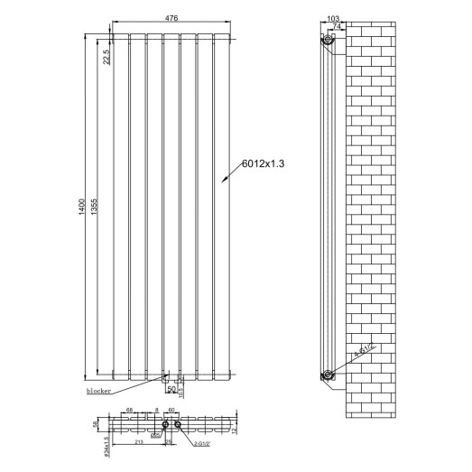Радіатор трубчастий ARTTIDESIGN Livorno II 7/1400/476/50 вертикальний чорний (LV II.7.140.47.5.B)