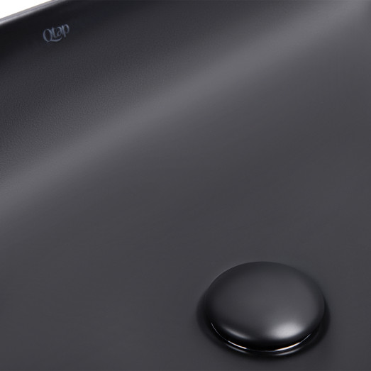Раковина-чаша Qtap Robin 610х400х145 Matt black с донным клапаном QT132143PMBMB