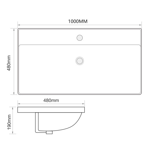 Раковина мебельная MIXXUS PREMIUM STYLE-1504 1000х480х190mm (MP6501)