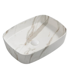 Раковина накладная Mixxus Premium BEVEL-0102 MARBLE 495х370х135mm (MP6519)