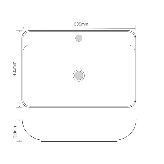 Раковина накладная Mixxus Premium BEVEL-0203 600х405х120mm с отверстием под смеситель (MP6513)