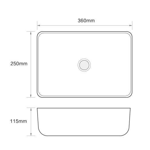 Раковина накладная Mixxus Premium DIVERSE-0103 360х250х115mm (MP6539)
