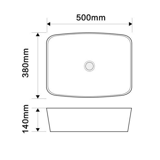 Раковина накладная Mixxus Premium DIVERSE-0109 EDGE GOLD 500х380х140mm (MP6548)