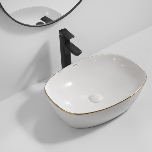 Раковина накладная Mixxus Premium DIVERSE-0109 EDGE GOLD 500х380х140mm (MP6548)