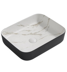 Раковина накладная MIXXUS PREMIUM DIVERSE-0110 MARBLE-BLACK 500х390х130mm (MP6517)