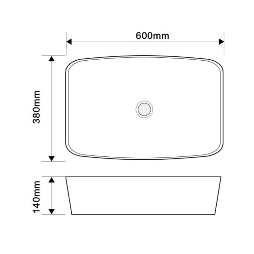 Раковина накладная Mixxus Premium DIVERSE-0111 600х380х140mm (MP6561)