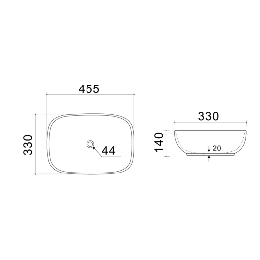Раковина накладная Mixxus Premium DIVERSE-0116 GRAY 455x330x135mm (MP6651)
