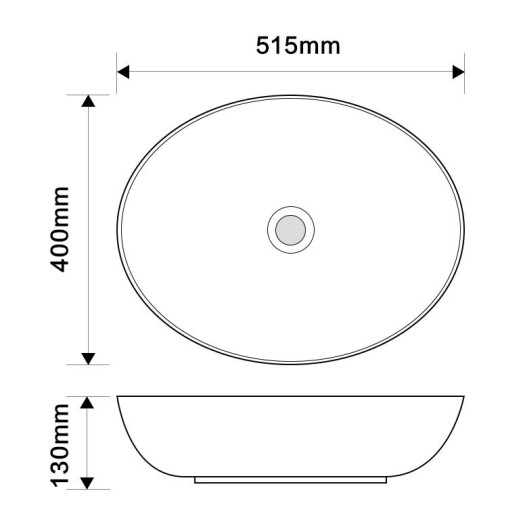 Раковина накладная Mixxus Premium ELLIPSE-0102 515х400х130mm (MP6551)