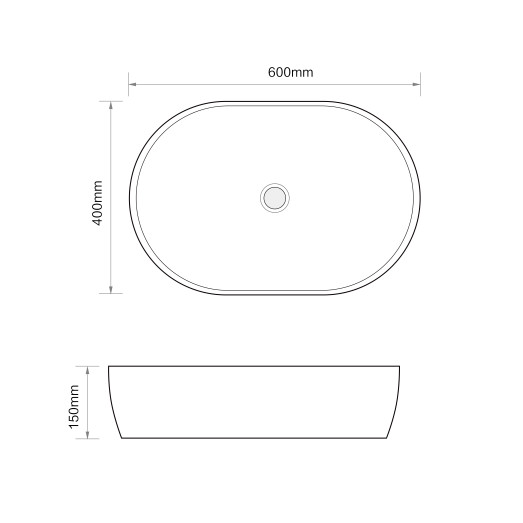 Раковина накладная MIXXUS PREMIUM ELLIPSE-0105 600х400х150мм (MP6563)
