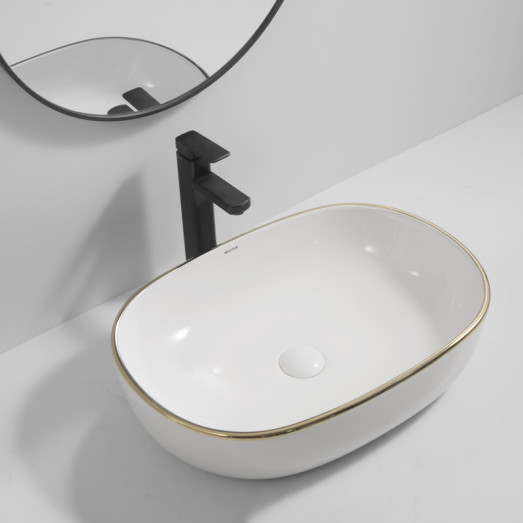 Раковина накладная Mixxus Premium ELLIPSE-0105 EDGE GOLD 600х400х150mm (MP6564)