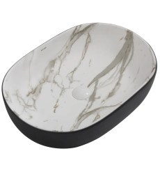 Раковина накладная MIXXUS PREMIUM ELLIPSE-0105 MARBLE-BLACK 600х400х150mm (MP6565)