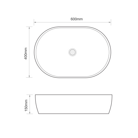 Раковина накладная MIXXUS PREMIUM ELLIPSE-0105 MARBLE-BLACK 600х400х150mm (MP6565)