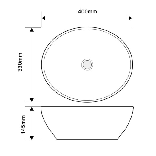Раковина накладная MIXXUS PREMIUM ELLIPSE-0108 EDGE BLACK 400х330х145mm (MP6527)