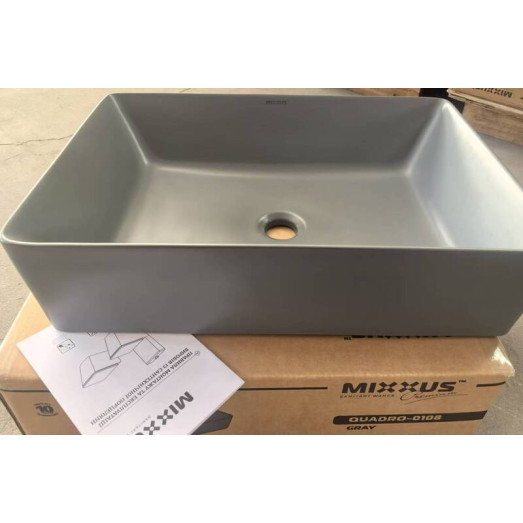 Раковина накладная Mixxus Premium QUADRO-0108 GRAY 550x390x145mm (MP6652)