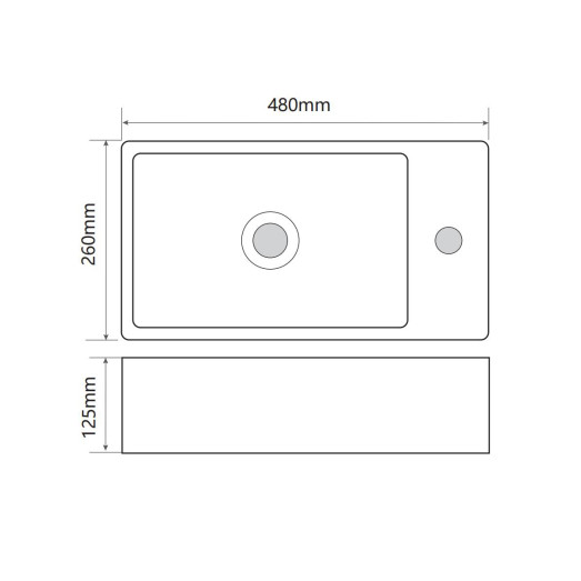 Раковина накладная Mixxus Premium QUADRO-0207 480х260х125mm (MP6503)