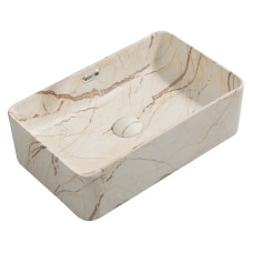 Раковина накладная Mixxus Premium QUADRO-0208 MARBLE 480х315х140mm с переливом (MP6518)